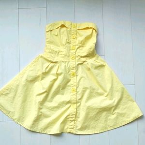 Fit flare strapless cotton dress